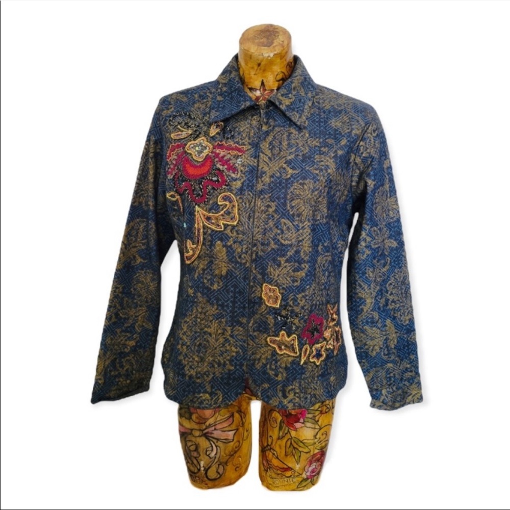 SOLD ๐จ Chico's Jacket Sz 1 MEDIUM long sleeve zip front - Picture 1 of 8